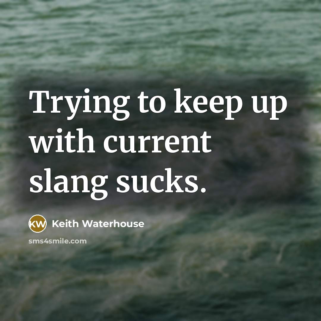 “Trying to keep up with current slang sucks.” quote by Keith Waterhouse