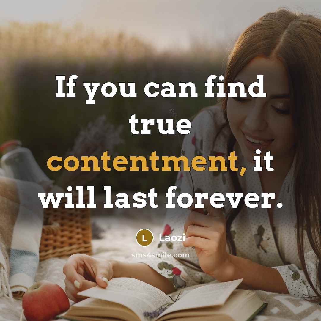 “If you can find true contentment, it will last forever.” quote by Laozi