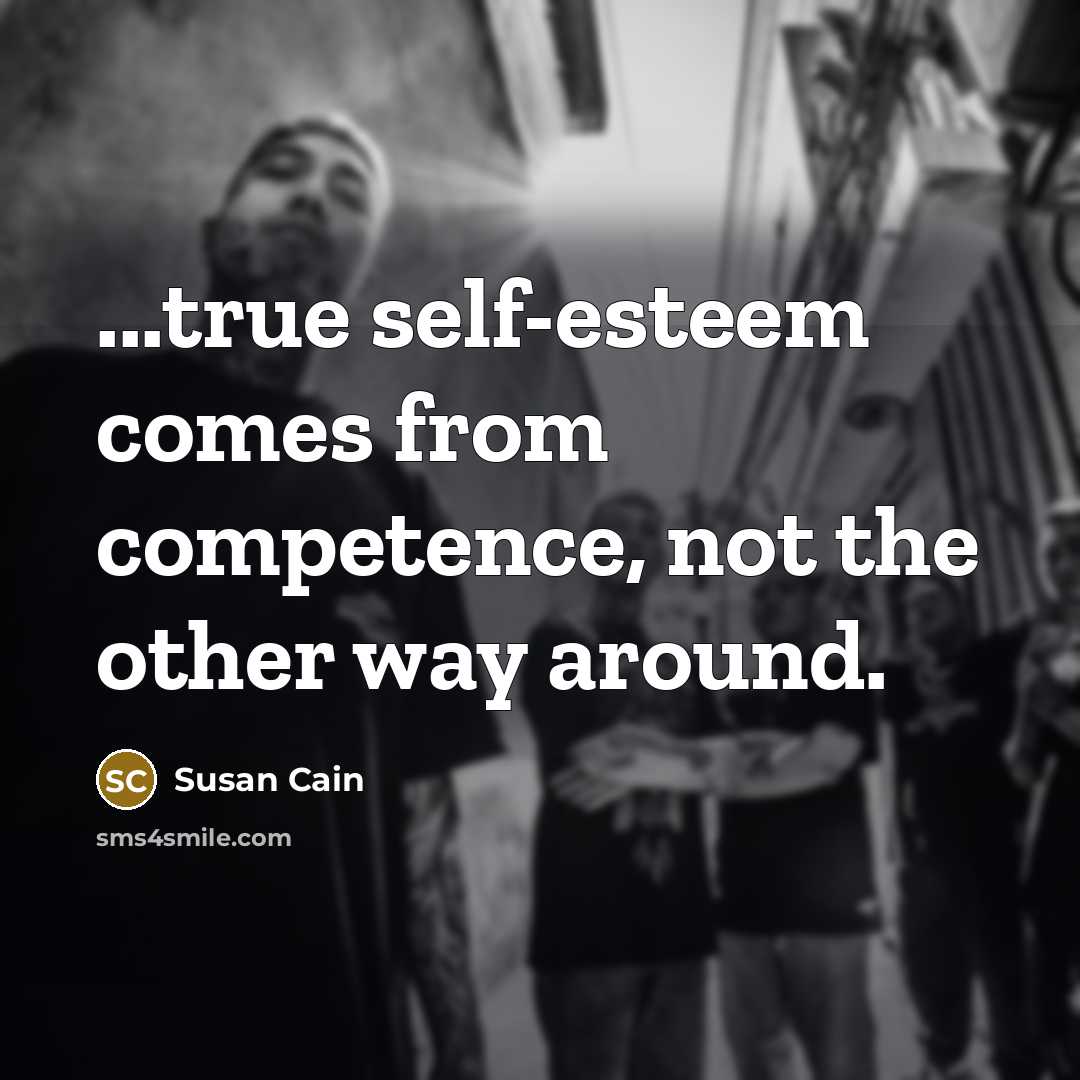 “...true self-esteem comes from competence, not the other way around.” quote by Susan Cain