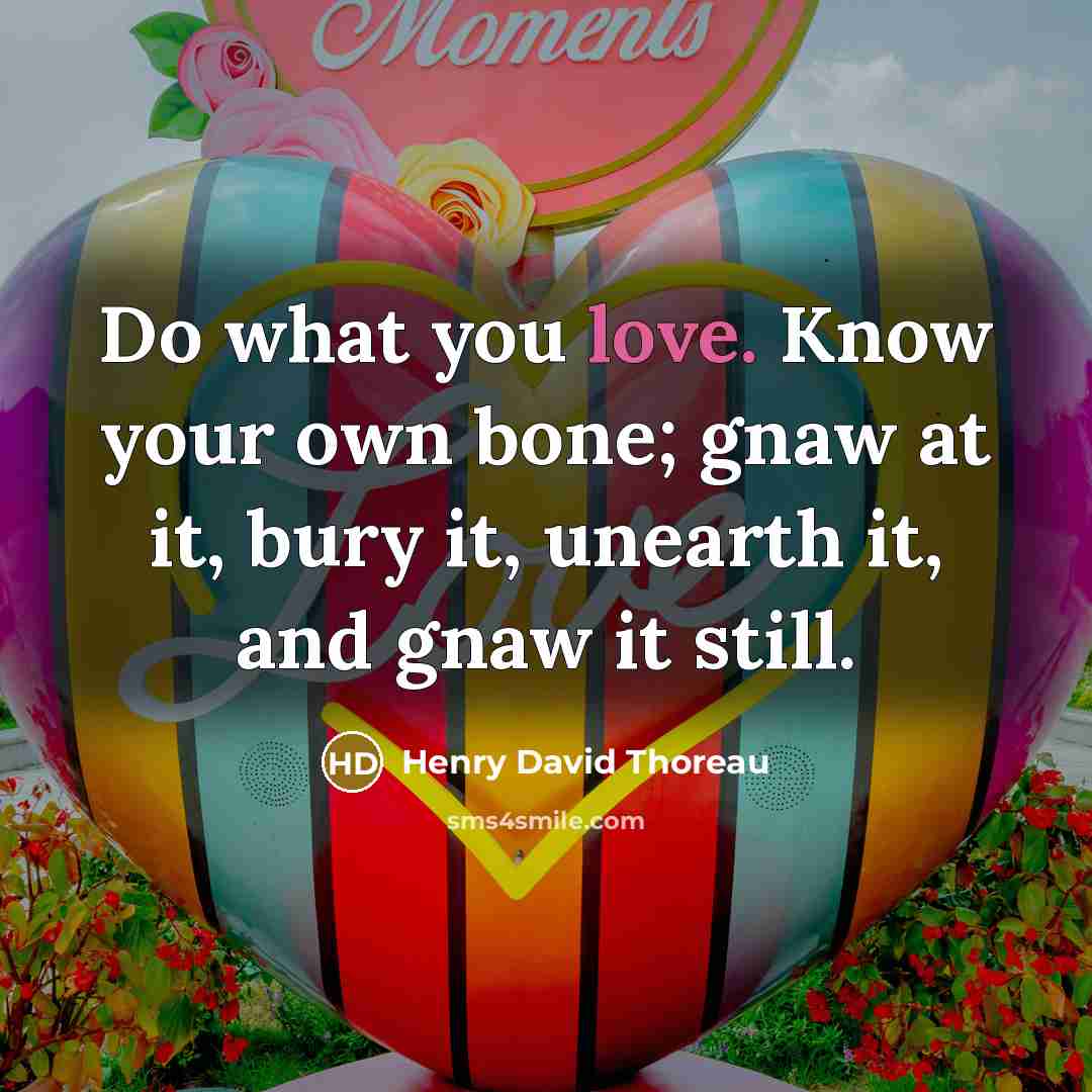 “Do what you love. Know your own bone; gnaw at it, bury it, unearth it, and gnaw it still.” quote by Henry David Thoreau