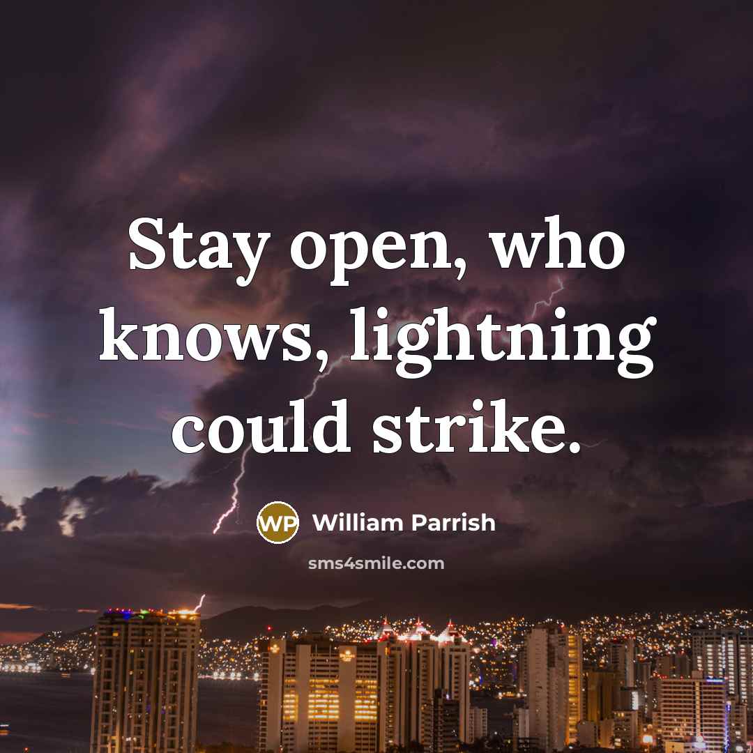 “Stay open, who knows, lightning could strike.” quote by William Parrish