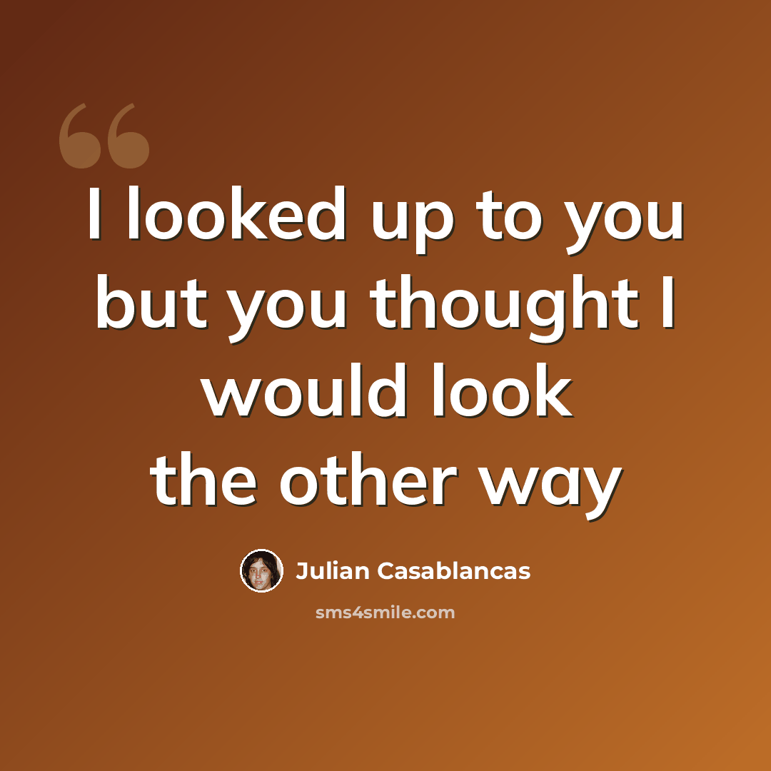 “I looked up to you but you thought I would look the other way” quote by Julian Casablancas