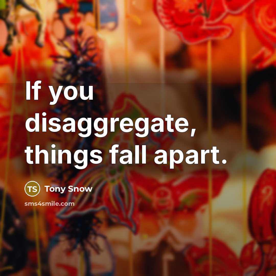 “If you disaggregate, things fall apart.” quote by Tony Snow