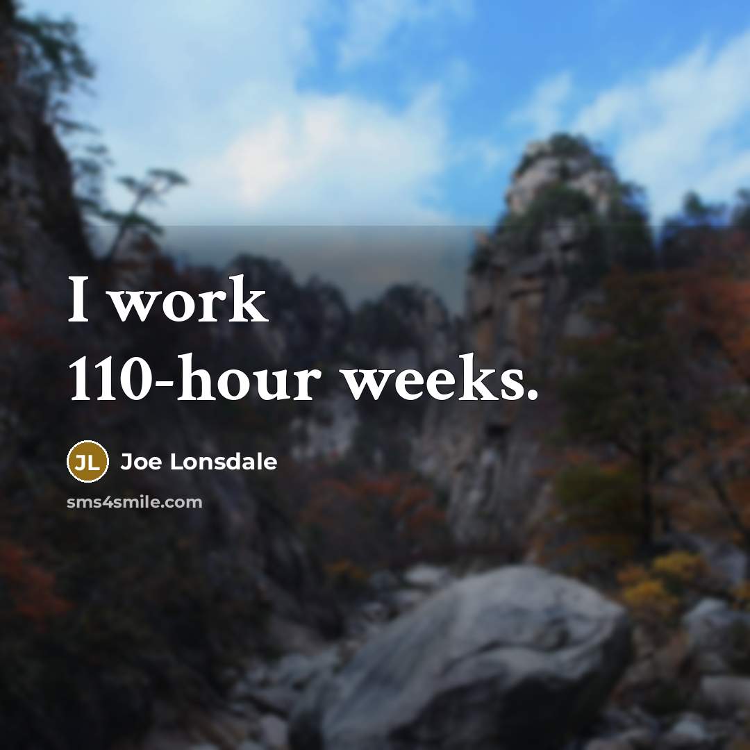 “I work 110-hour weeks.” quote by Joe Lonsdale