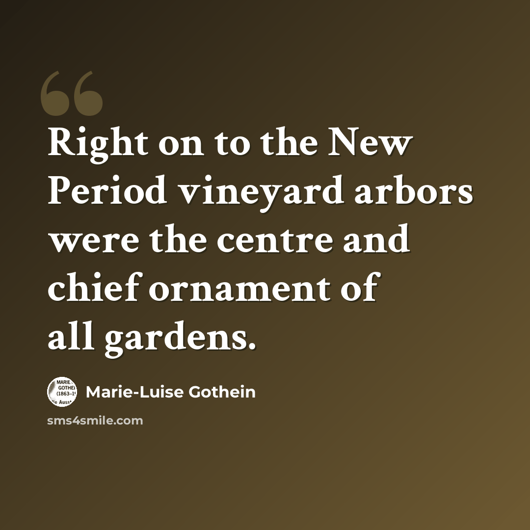 “Right on to the New Period vineyard arbors were the centre and chief ornament of all gardens.” quote by Marie-Luise Gothein