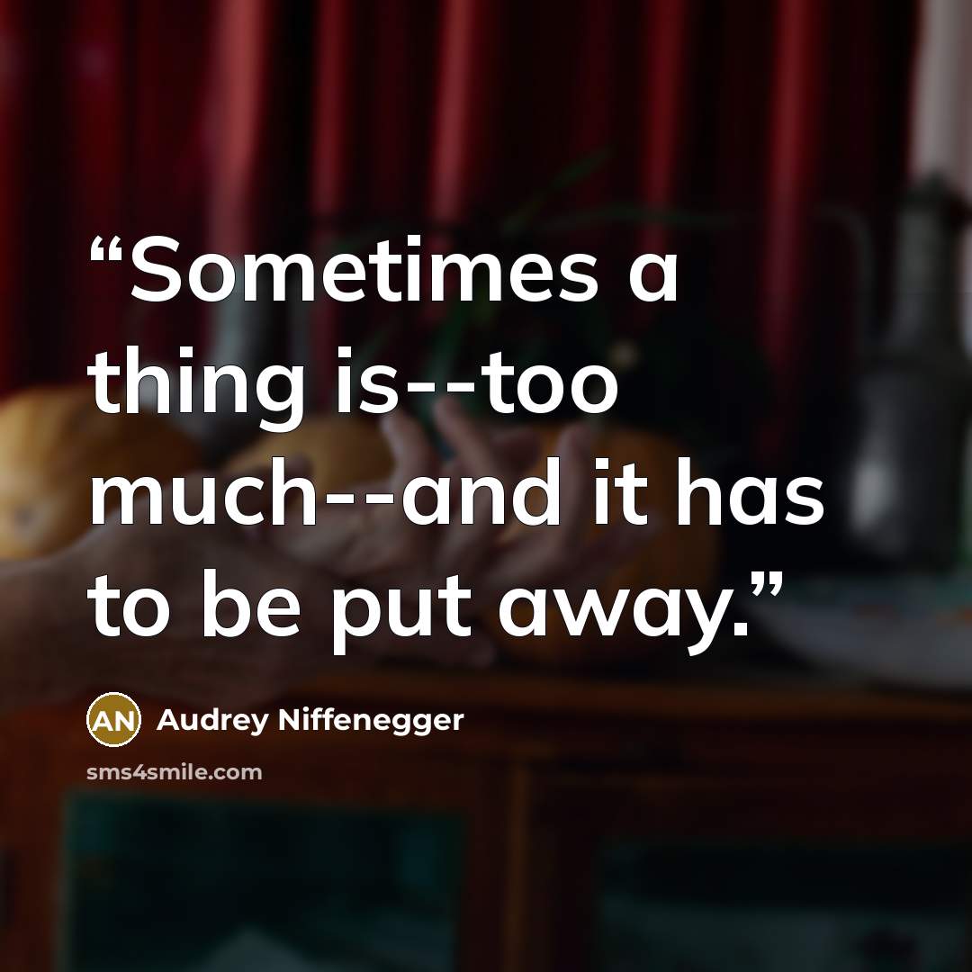 “Sometimes a thing is--too much--and it has to be put away.” quote by Audrey Niffenegger