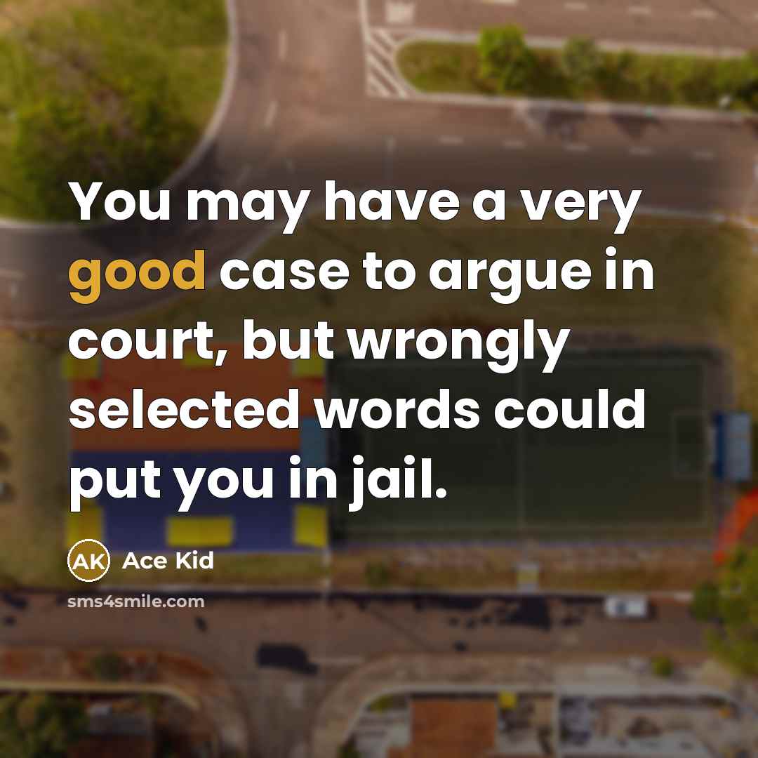 “You may have a very good case to argue in court, but wrongly selected words could put you in jail.” quote by Ace Kid