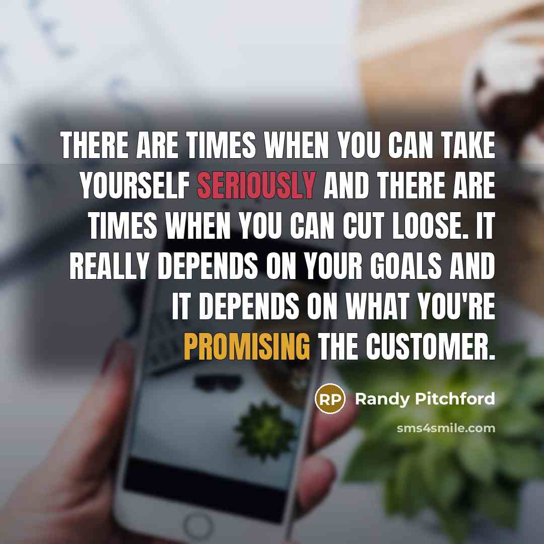 “There are times when you can take yourself seriously and there are times when you can cut loose. It really depends on your goals and it depends on what you're promising the customer.” quote by Randy Pitchford