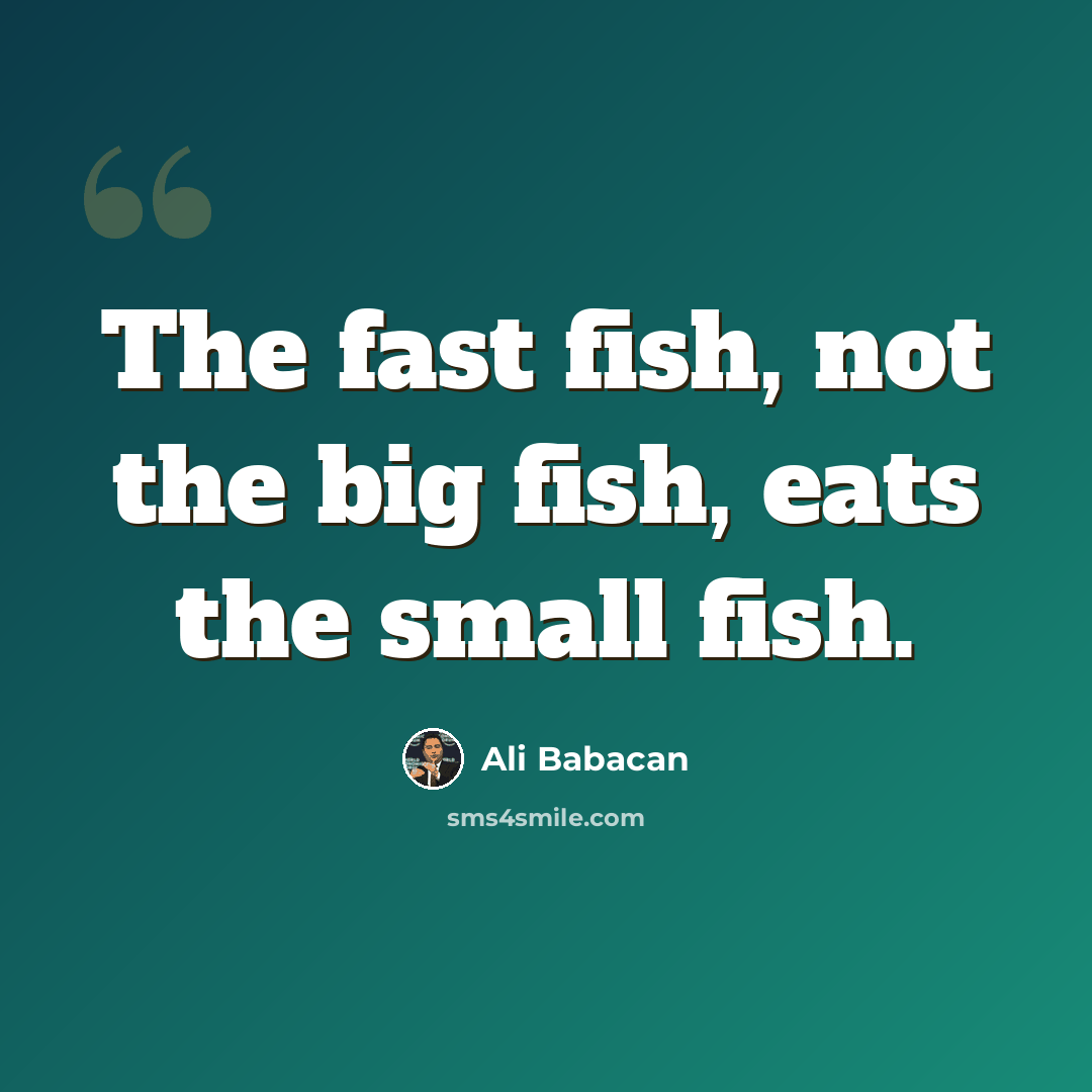 “The fast fish, not the big fish, eats the small fish.” quote by Ali Babacan