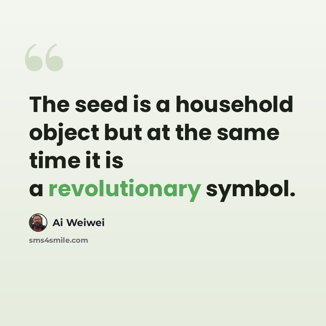 “The seed is a household object but at the same time it is a revolutionary symbol.” quote by Ai Weiwei