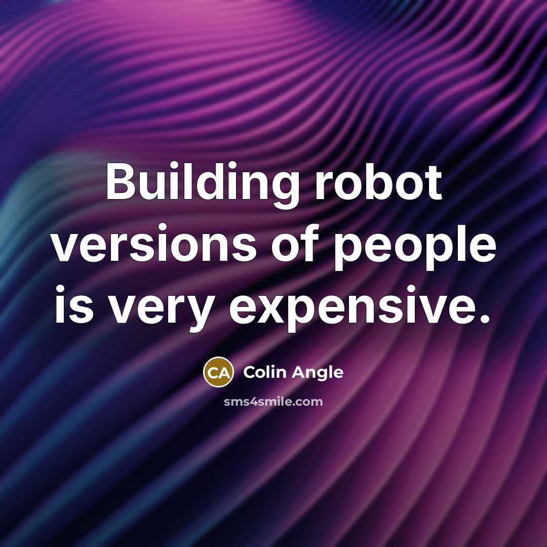 “Building robot versions of people is very expensive.” quote by Colin Angle