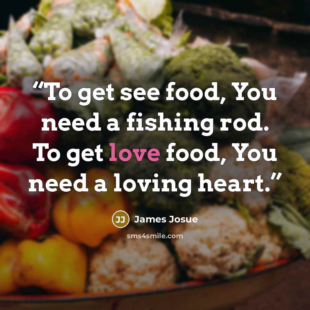 “To get see food, You need a fishing rod. To get love food, You need a loving heart.” quote by James Josue