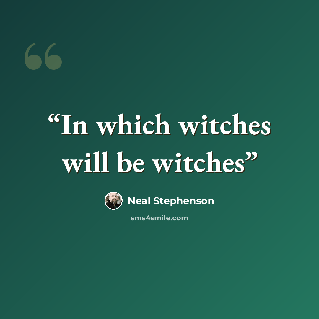 “In which witches will be witches” quote by Neal Stephenson