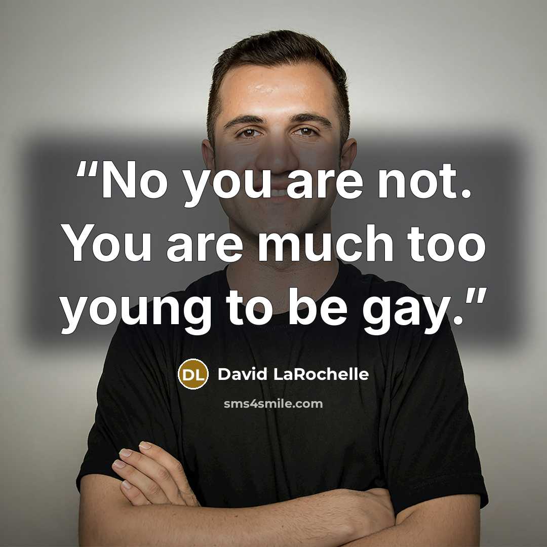 “No you are not. You are much too young to be gay.” quote by David LaRochelle
