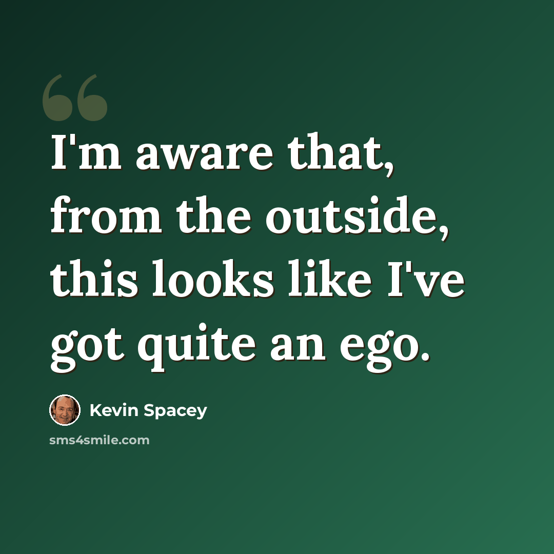 “I'm aware that, from the outside, this looks like I've got quite an ego.” quote by Kevin Spacey