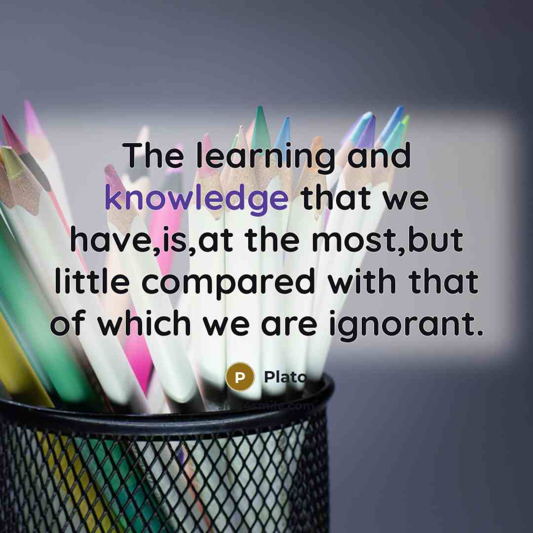 “The learning and knowledge that we have,is,at the most,but little compared with that of which we are ignorant.” quote by Plato
