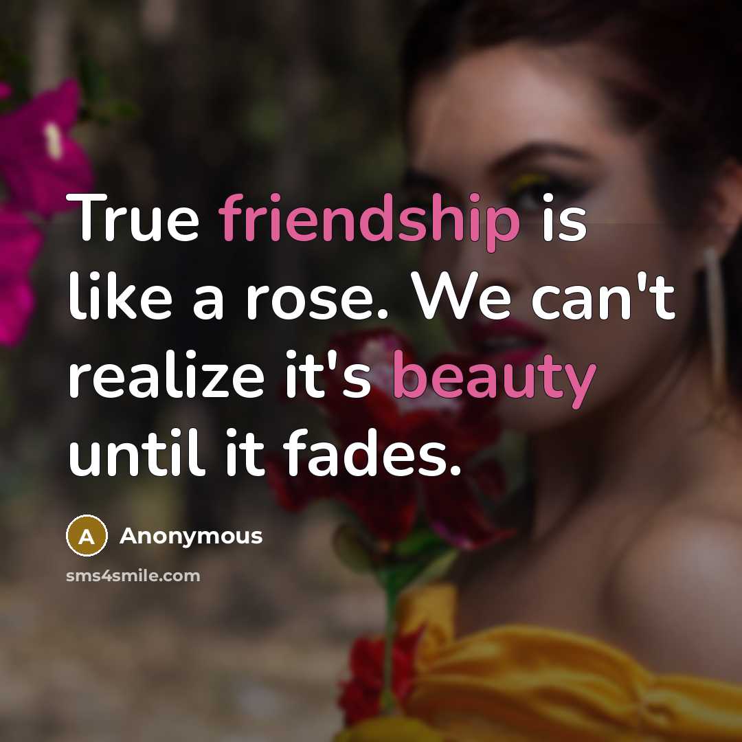 “True friendship is like a rose. We can't realize it's beauty until it fades.” quote by Anonymous