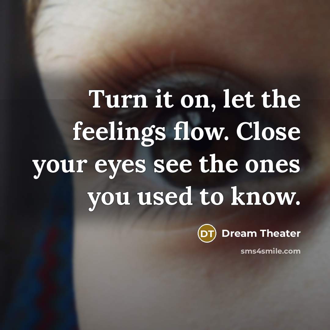 “Turn it on, let the feelings flow. Close your eyes see the ones you used to know.” quote by Dream Theater