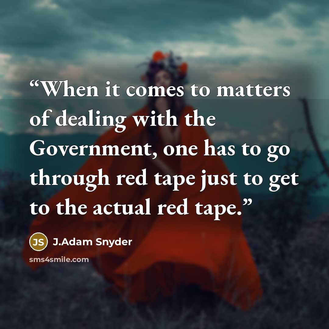 “When it comes to matters of dealing with the Government, one has to go through red tape just to get to the actual red tape.” quote by J.Adam Snyder
