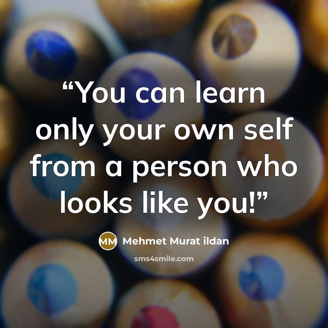 “You can learn only your own self from a person who looks like you!” quote by Mehmet Murat ildan