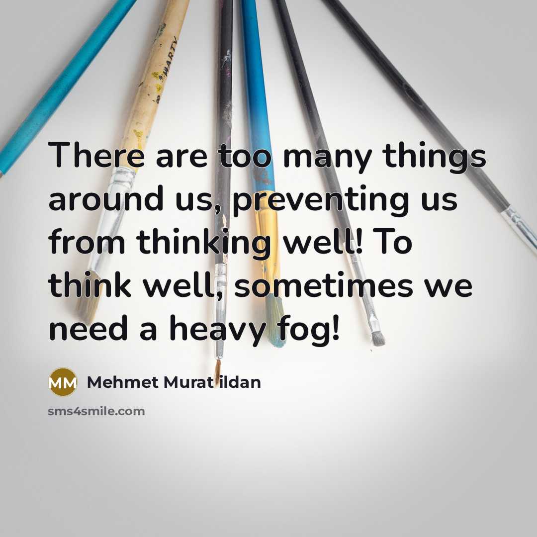 “There are too many things around us, preventing us from thinking well! To think well, sometimes we need a heavy fog!” quote by Mehmet Murat Ildan