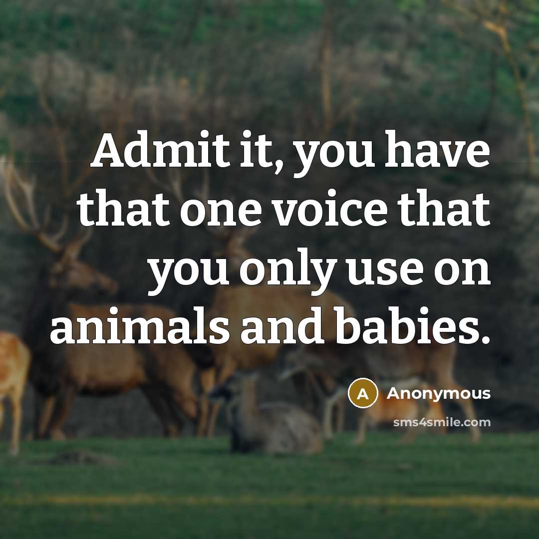 “Admit it, you have that one voice that you only use on animals and babies.” quote by Anonymous