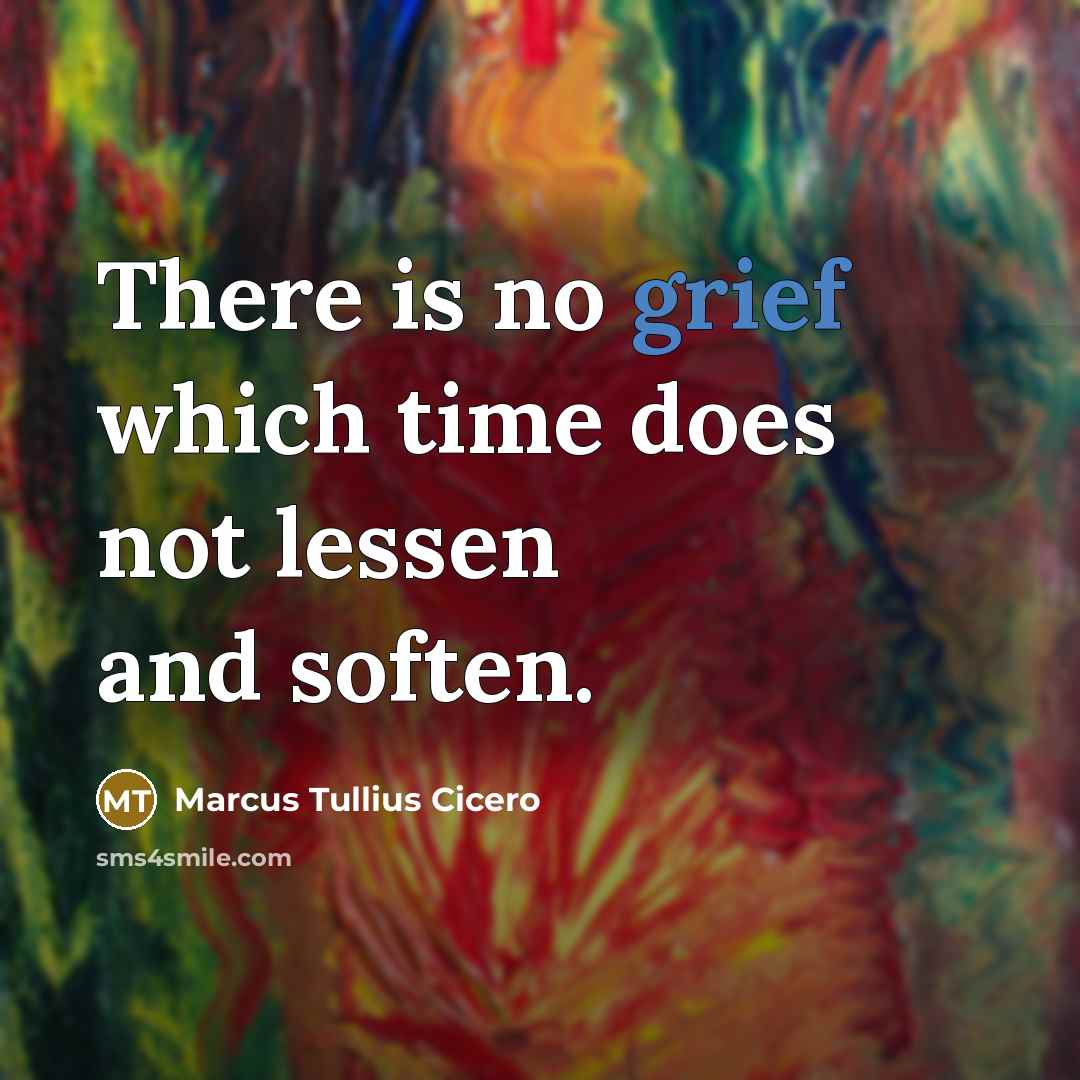 “There is no grief which time does not lessen and soften.” quote by Marcus Tullius Cicero