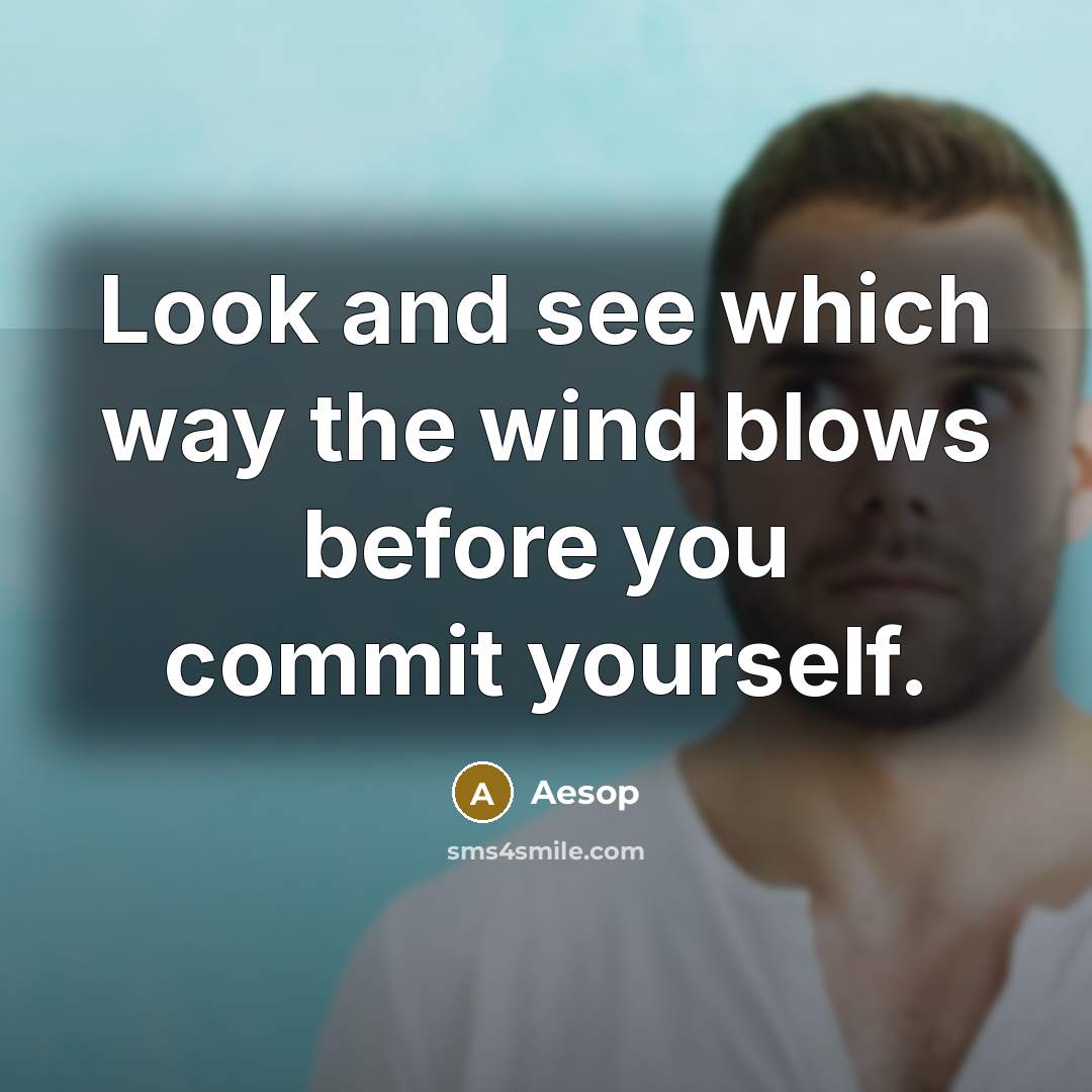 “Look and see which way the wind blows before you commit yourself.” quote by Aesop