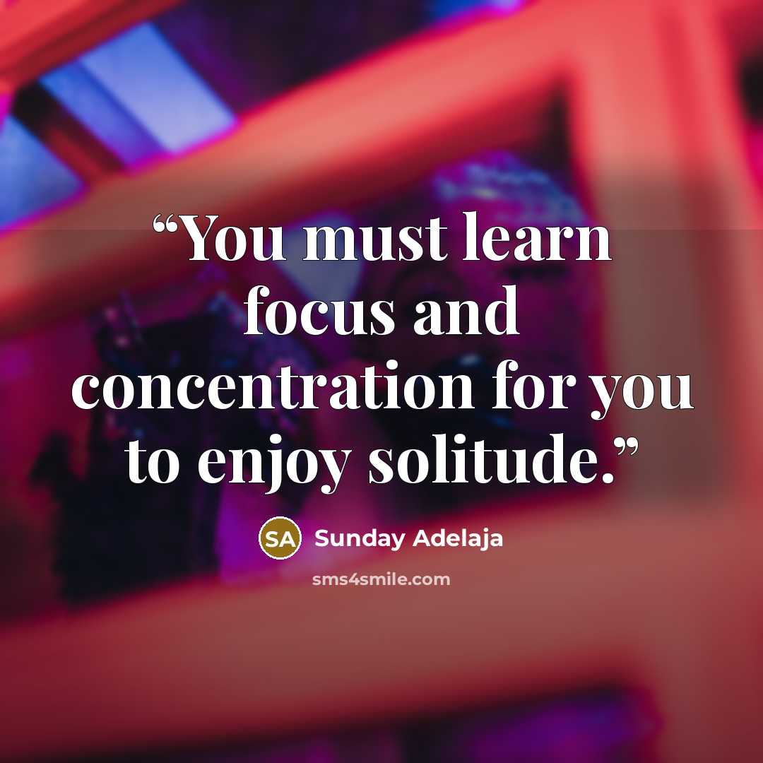 “You must learn focus and concentration for you to enjoy solitude.” quote by Sunday Adelaja