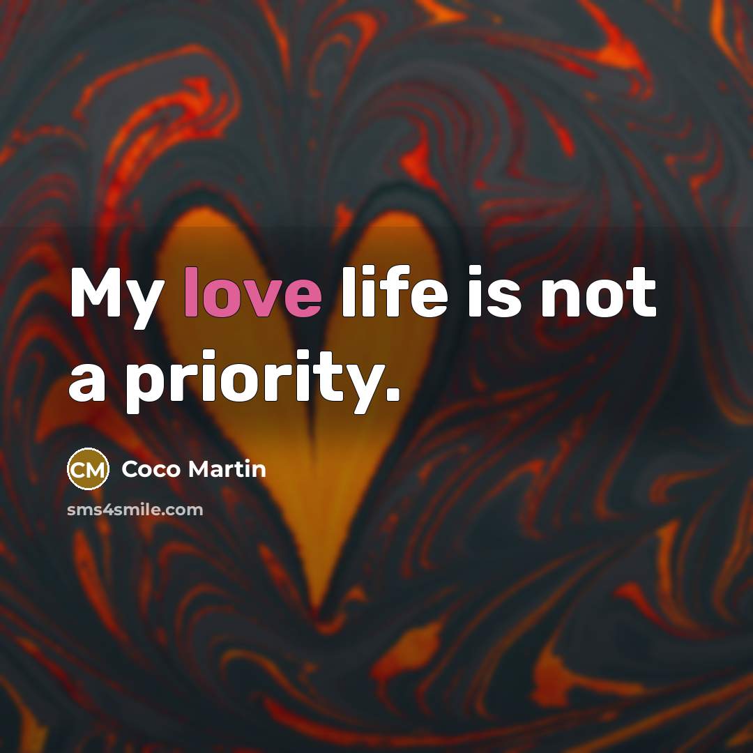 “My love life is not a priority.” quote by Coco Martin