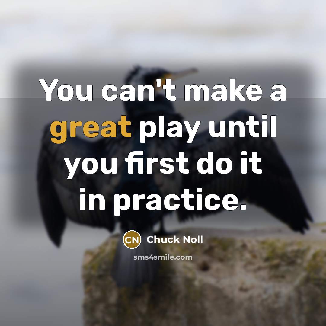 “You can't make a great play until you first do it in practice.” quote by Chuck Noll