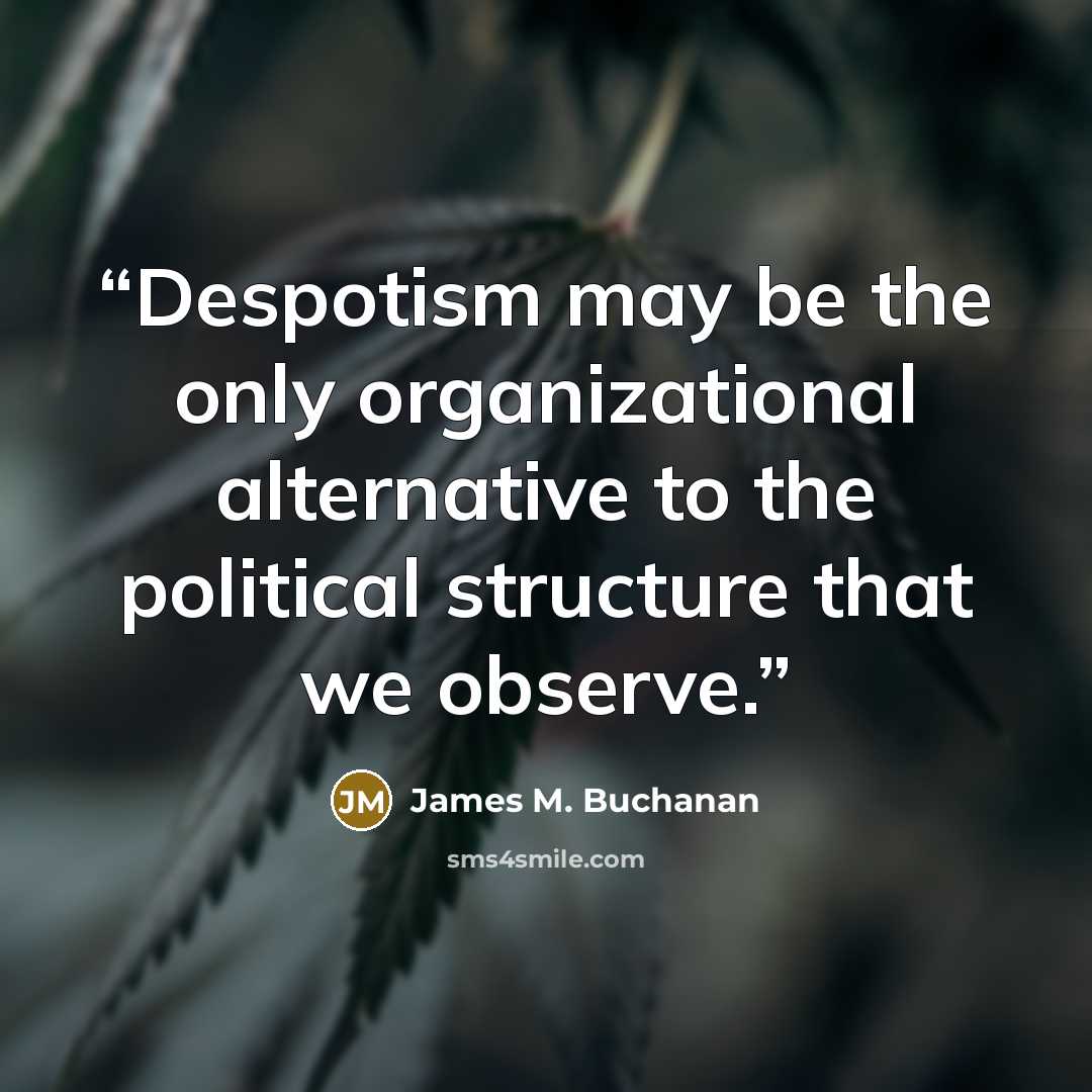 “Despotism may be the only organizational alternative to the political structure that we observe.” quote by James M. Buchanan