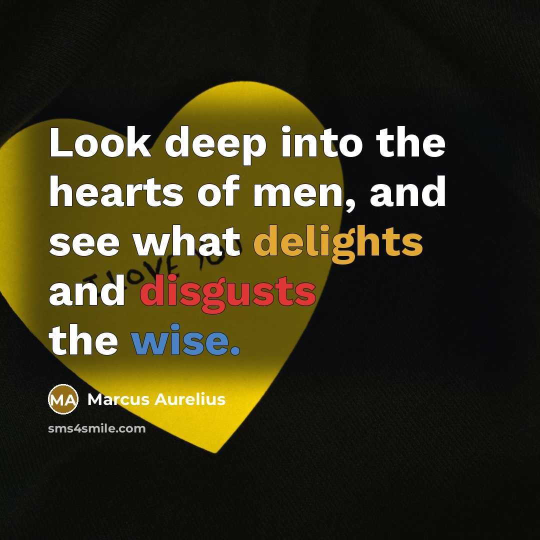 “Look deep into the hearts of men, and see what delights and disgusts the wise.” quote by Marcus Aurelius