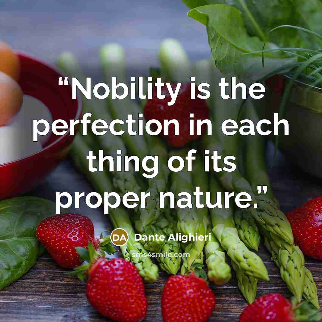 “Nobility is the perfection in each thing of its proper nature.” quote by Dante Alighieri