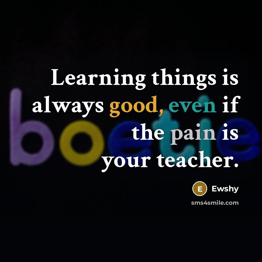 “Learning things is always good, even if the pain is your teacher.” quote by Ewshy