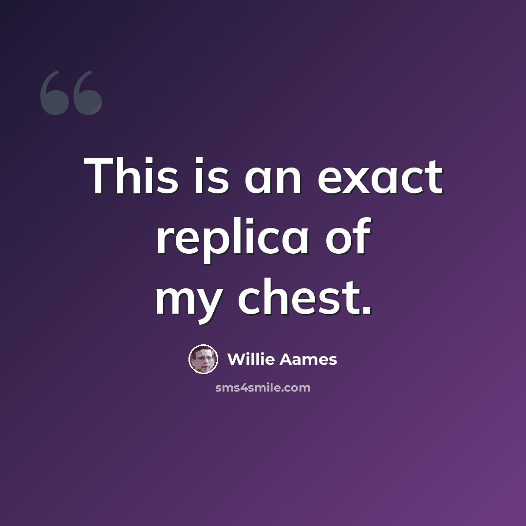 “This is an exact replica of my chest.” quote by Willie Aames