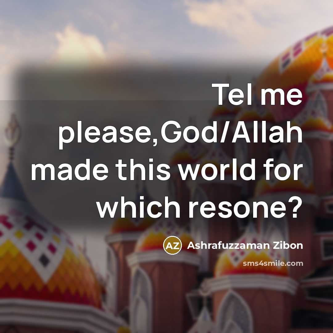 “Tel me please,God/Allah made this world for which resone?” quote by Ashrafuzzaman Zibon