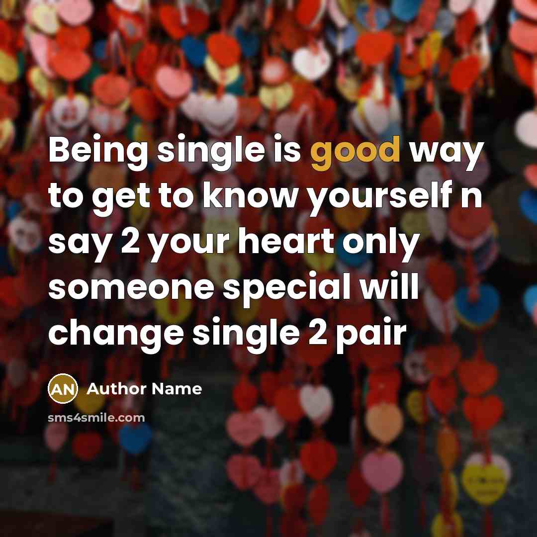 “Being single is good way to get to know yourself n say 2 your heart only someone special will change single 2 pair” quote by Author Name