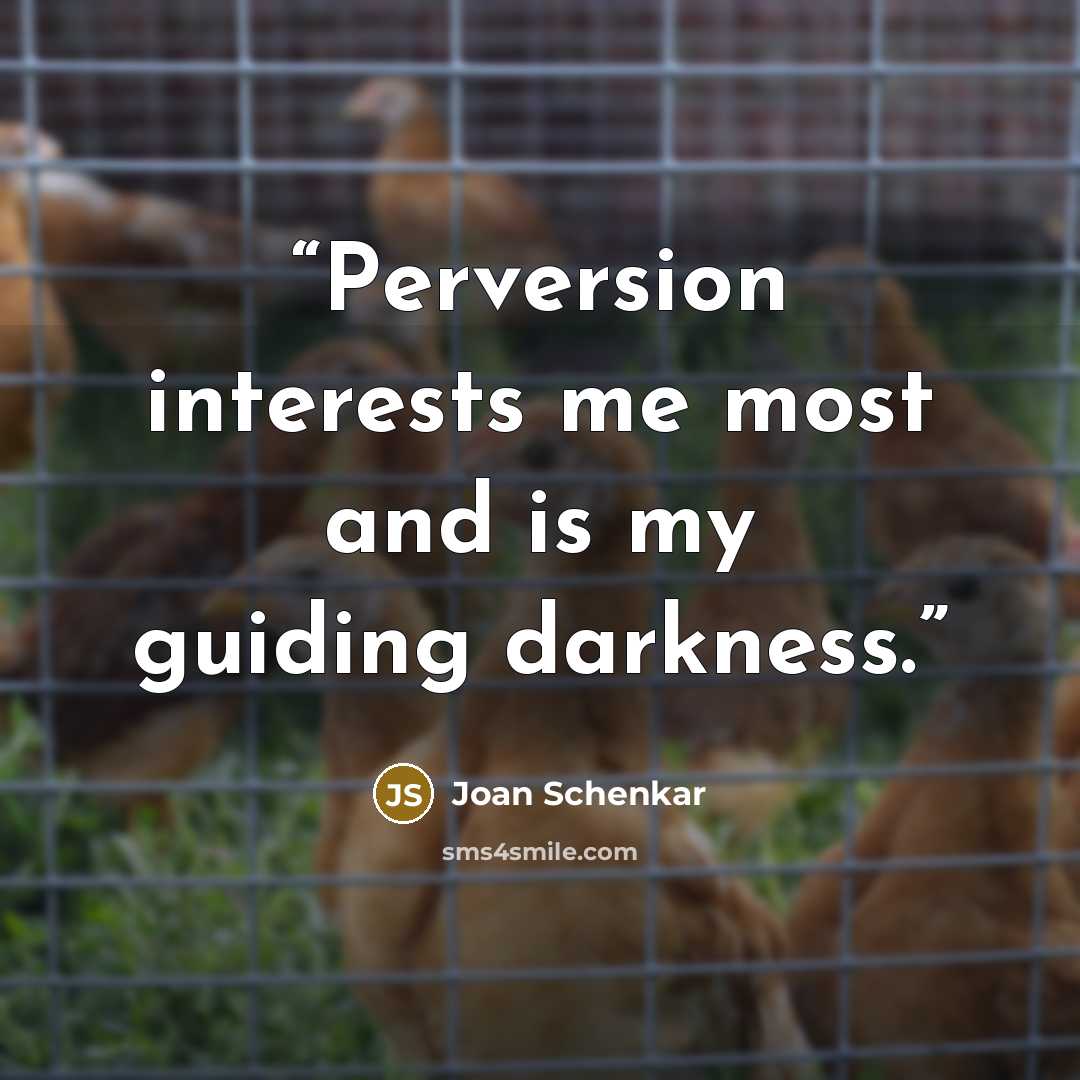 “Perversion interests me most and is my guiding darkness.” quote by Joan Schenkar
