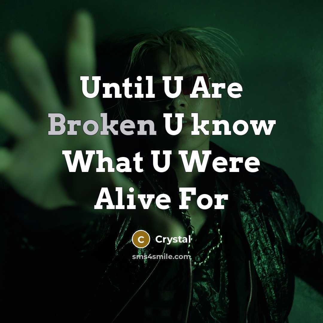 “Until U Are Broken U know What U Were Alive For” quote by Crystal