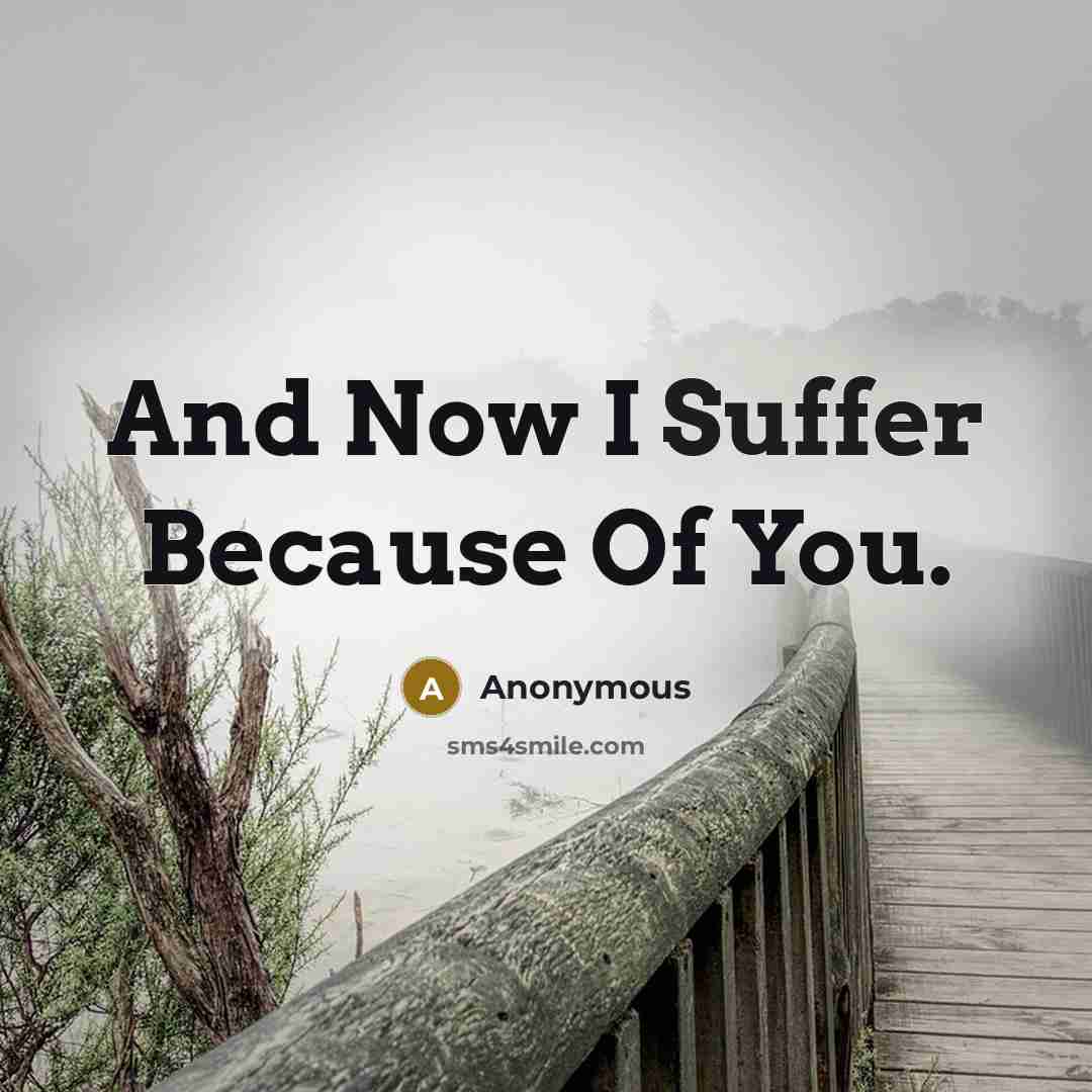 “And Now I Suffer Because Of You.” quote by Anonymous