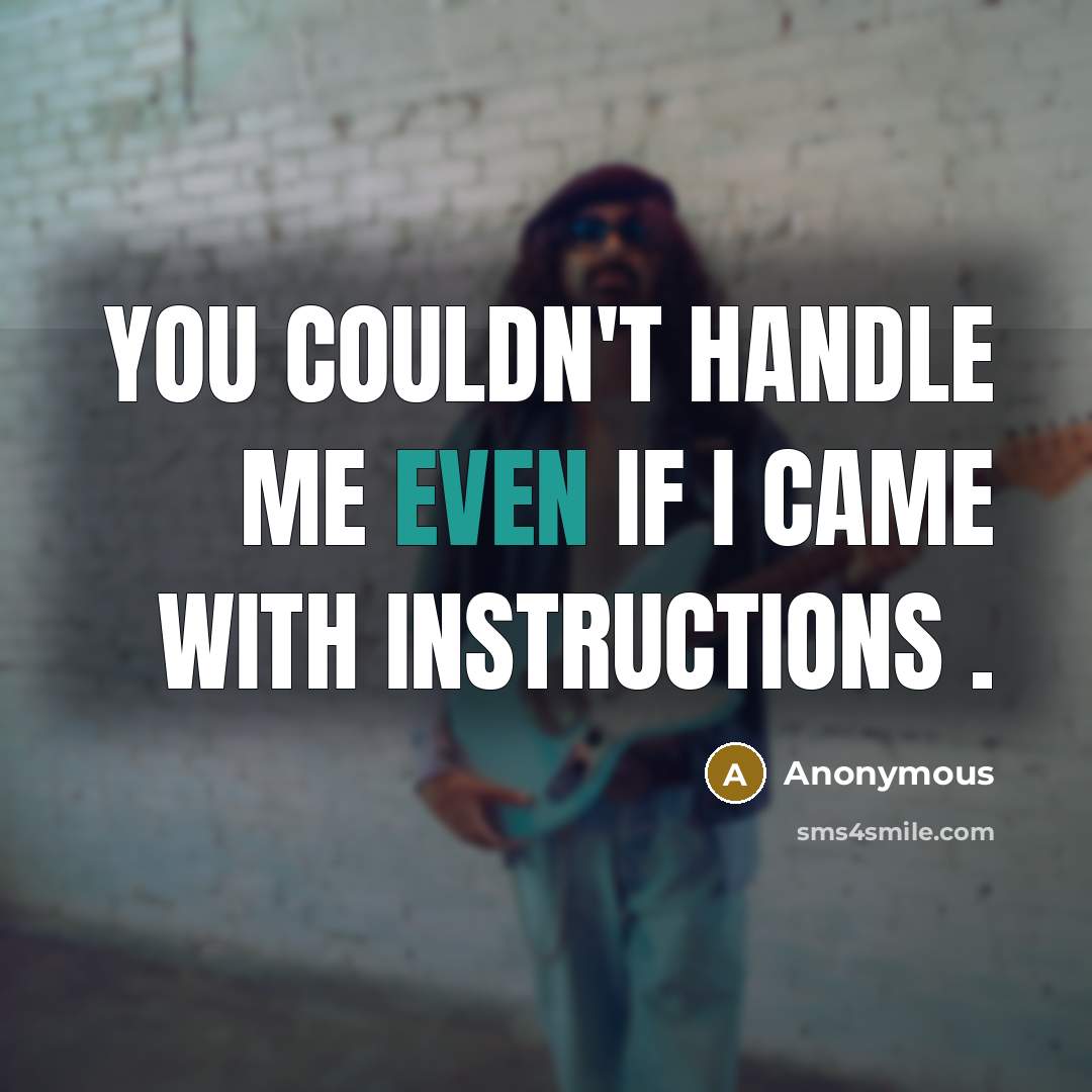 “You couldn't handle me even if I came with instructions .” quote by Anonymous