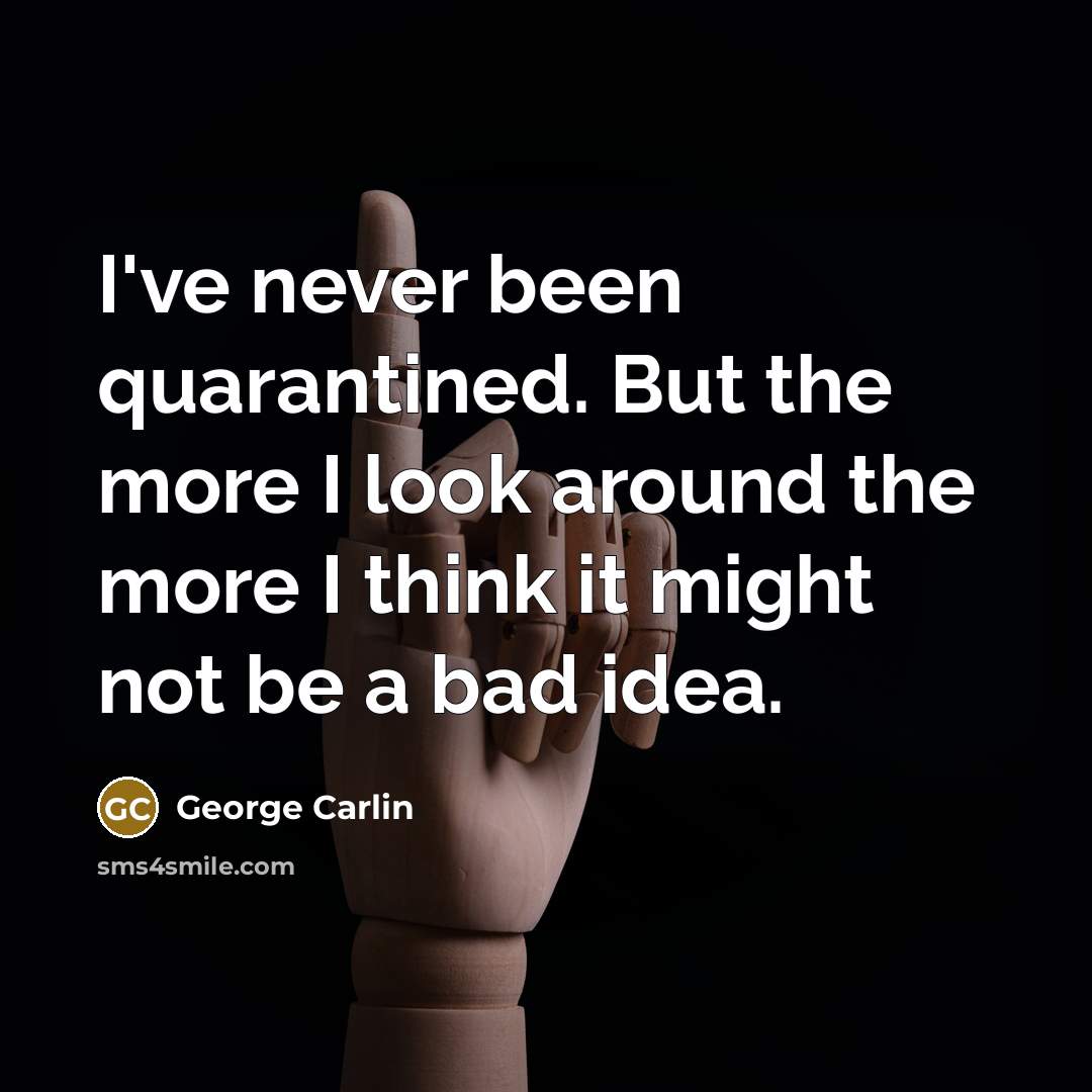 “I've never been quarantined. But the more I look around the more I think it might not be a bad idea.” quote by George Carlin