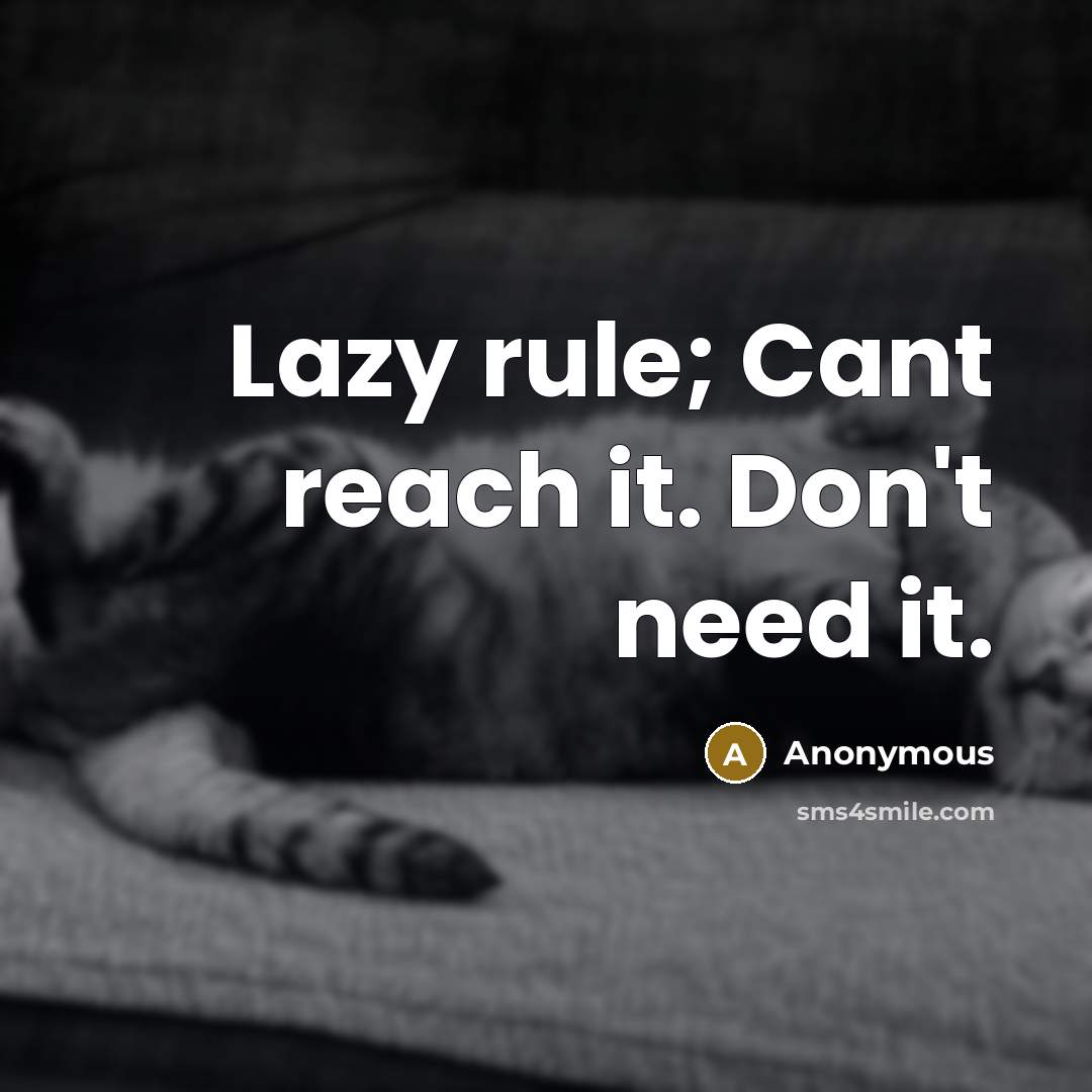 “Lazy rule; Cant reach it. Don't need it.” quote by Anonymous