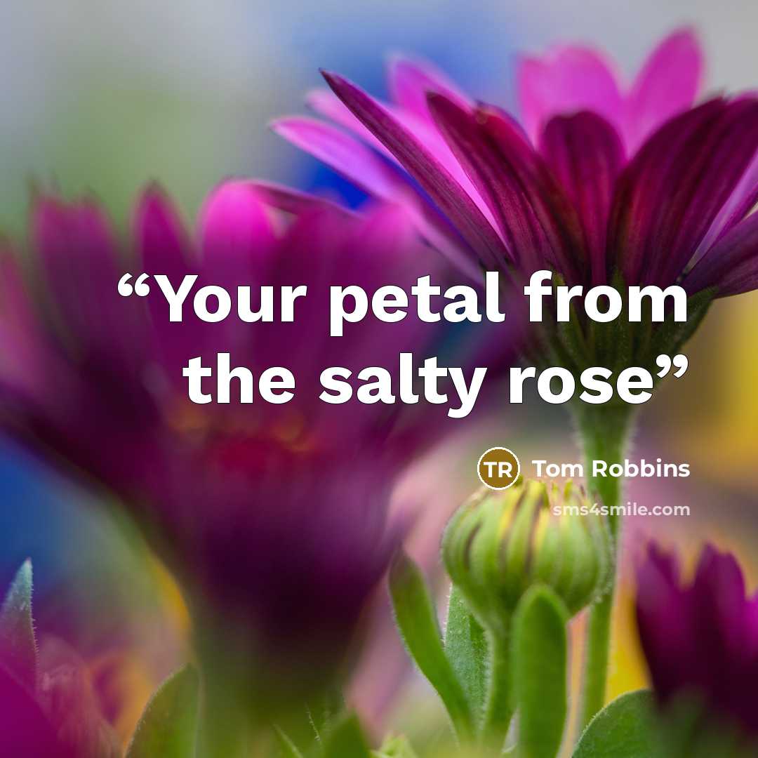 “Your petal from the salty rose” quote by Tom Robbins