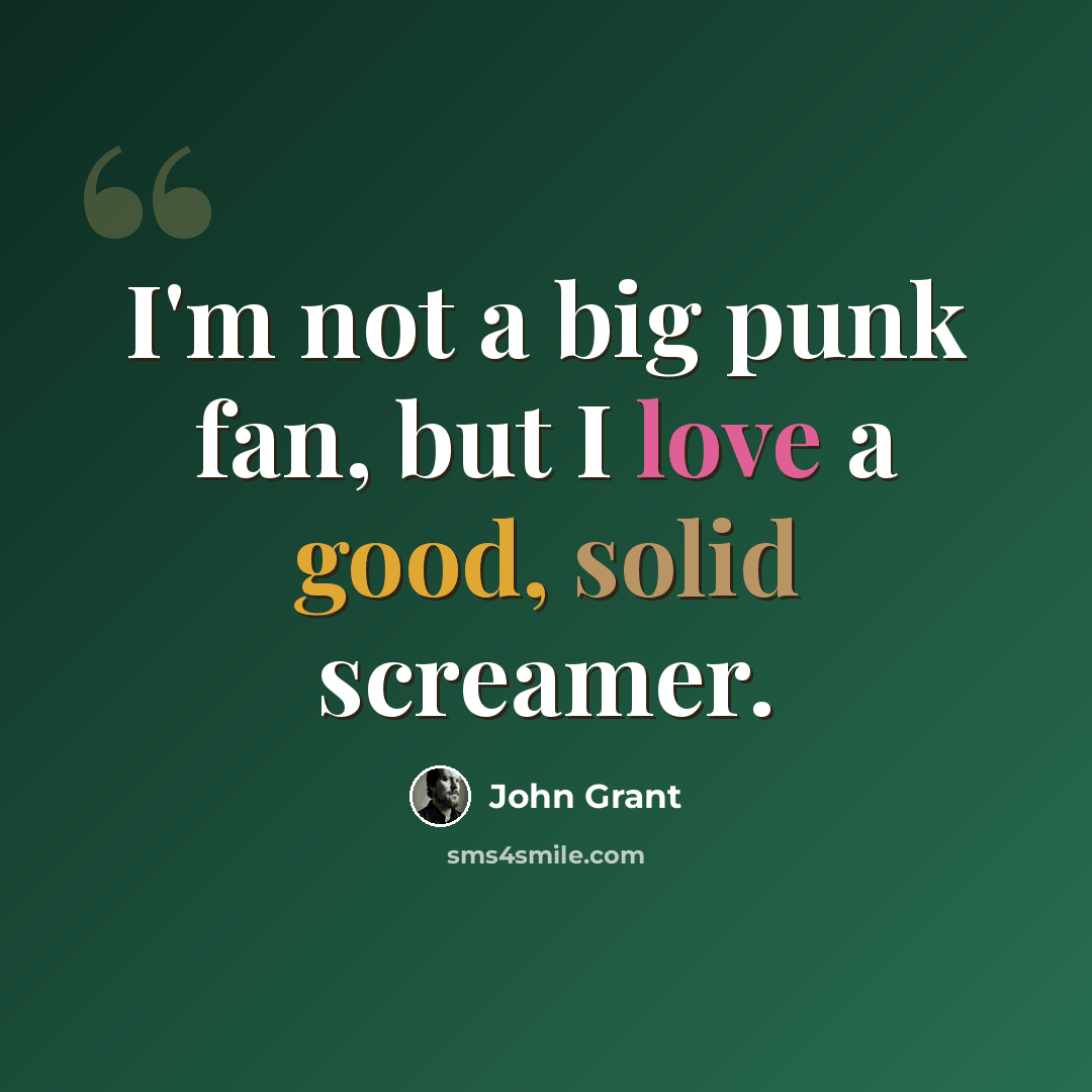 “I'm not a big punk fan, but I love a good, solid screamer.” quote by John Grant