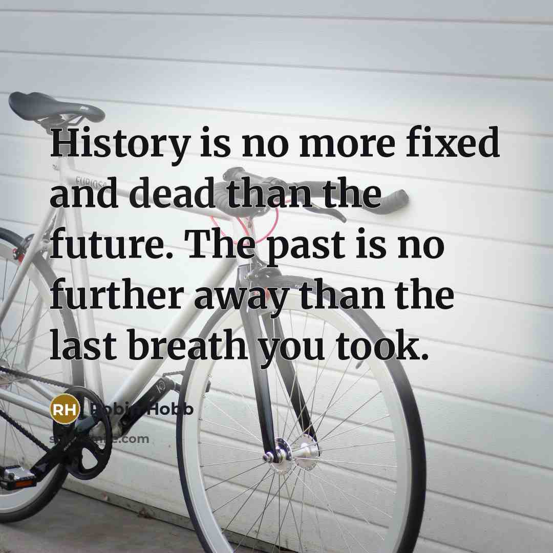 “History is no more fixed and dead than the future. The past is no further away than the last breath you took.” quote by Robin Hobb