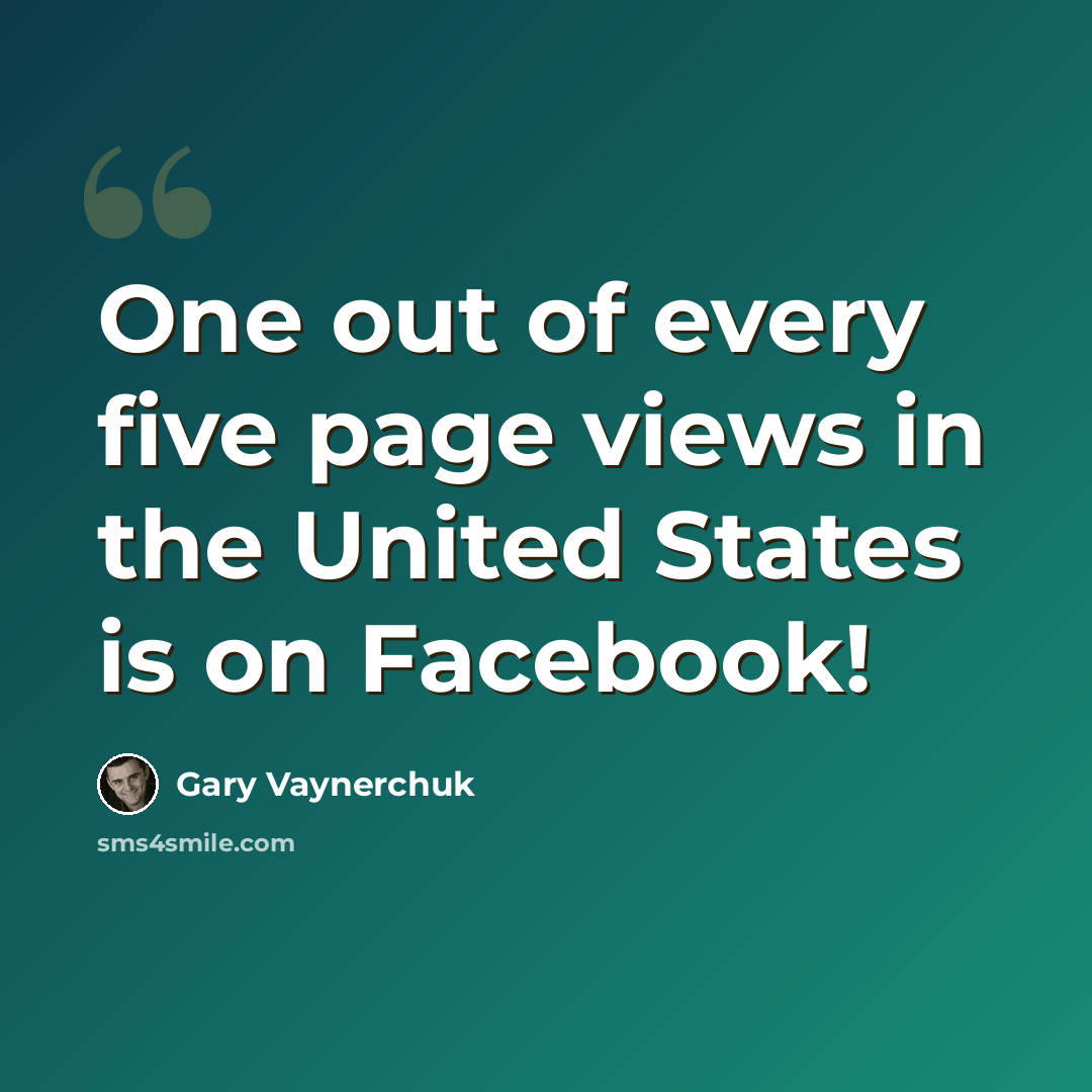 “One out of every five page views in the United States is on Facebook!” quote by Gary Vaynerchuk