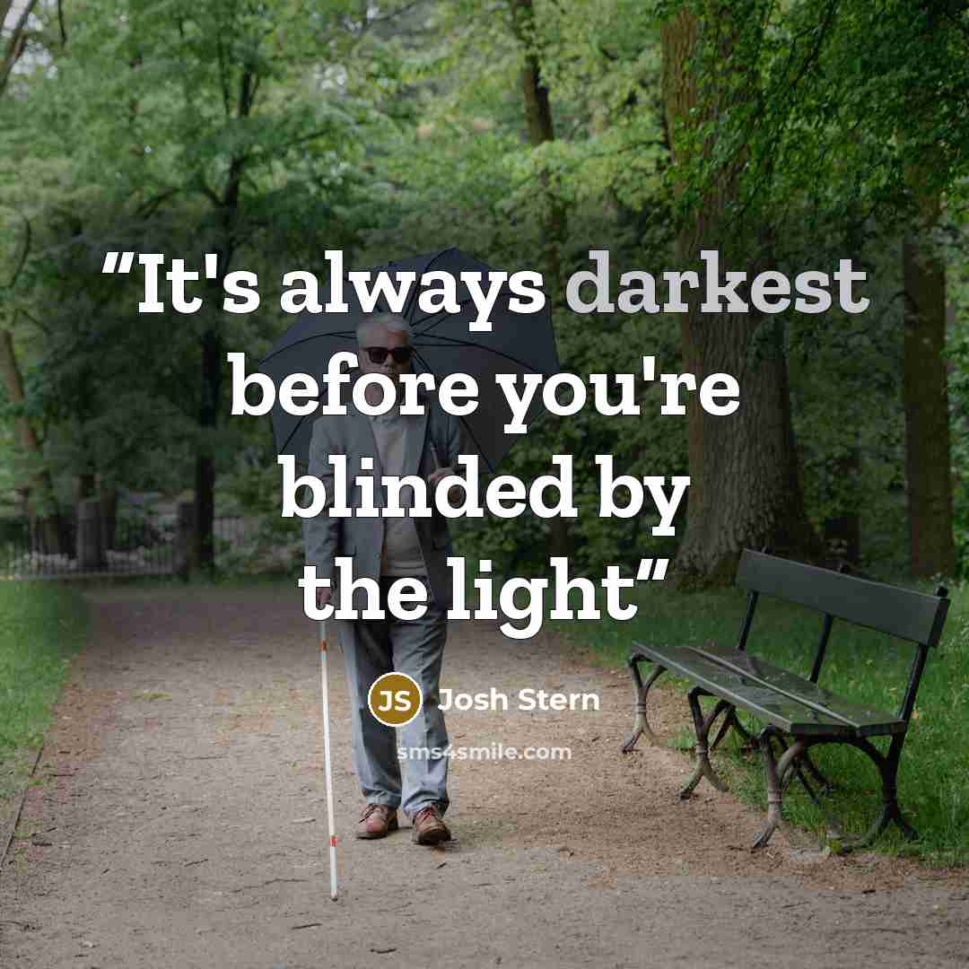 “It's always darkest before you're blinded by the light” quote by josh stern