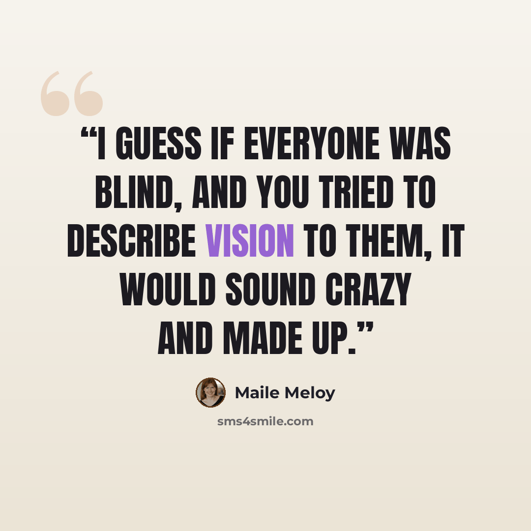 “I guess if everyone was blind, and you tried to describe vision to them, it would sound crazy and made up.” quote by Maile Meloy